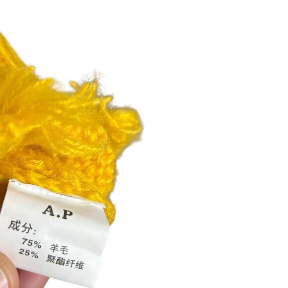 A.P Design Fashion Wool Blend Open Knit Distressed Sweater Mustard Yellow Large - Picture 8 of 9